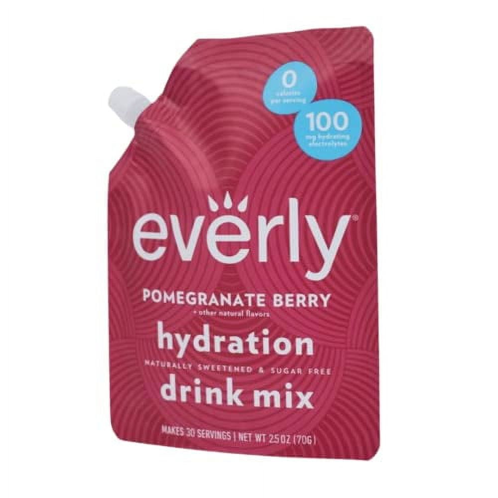 Everly Pomegranate Berry Hydration - Drink Mix Powder, Sugar Free, Natural Sweeteners (Stevia & Organic Erythritol), No Calories, Keto Diet, Water Flavoring and Water Enhancer â€“ Pouch, 30 servi