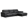 thumbnail image 1 of Everly Sofa Sectional Genuine Black Leather Stainless Steel Legs, 1 of 5
