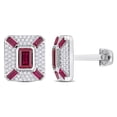 thumbnail image 1 of Everly Unisex Created Sapphire and Created Ruby Sterling Silver Cufflink, 1 of 7