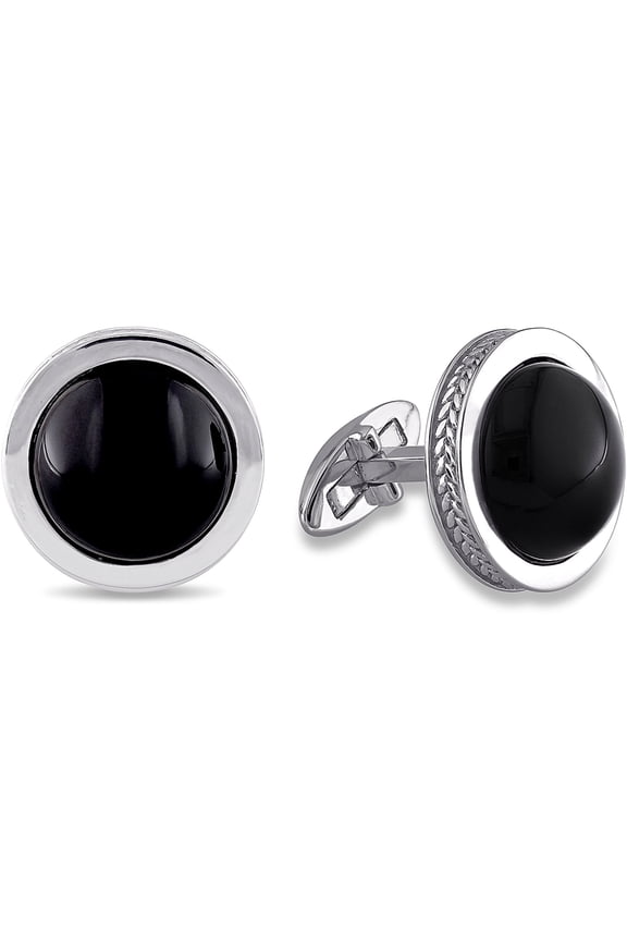 Unisex Onyx Sterling Silver Cufflink