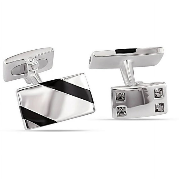 Everly Unisex Onyx and Crystal Sterling Silver Cufflink