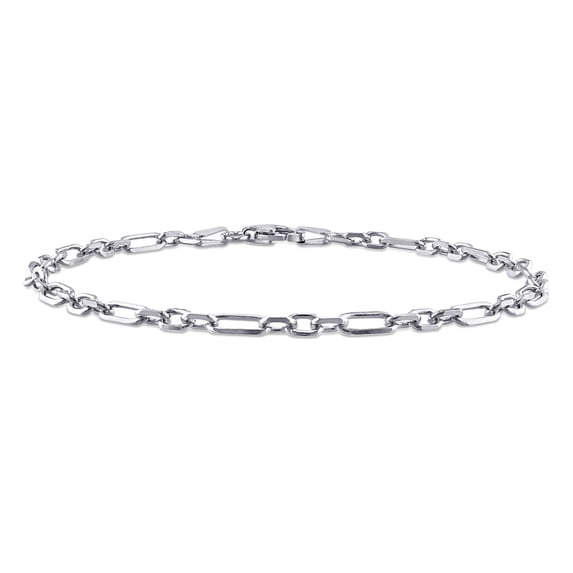 Everly Women's 3mm Fancy-Cut Sterling Silver Figaro Rolo Chain Bracelet