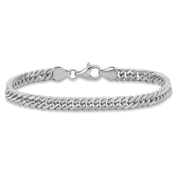 Everly Women's Fancy-Cut Sterling Silver Double Curb Link Chain Bracelet