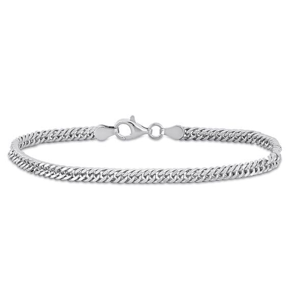 Everly Women's 4mm Fancy-Cut Sterling Silver Double Curb Link Chain Bracelet