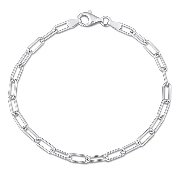 Everly Women's 3.5mm Fancy-Cut Sterling Silver Polished Paperclip Chain Bracelet