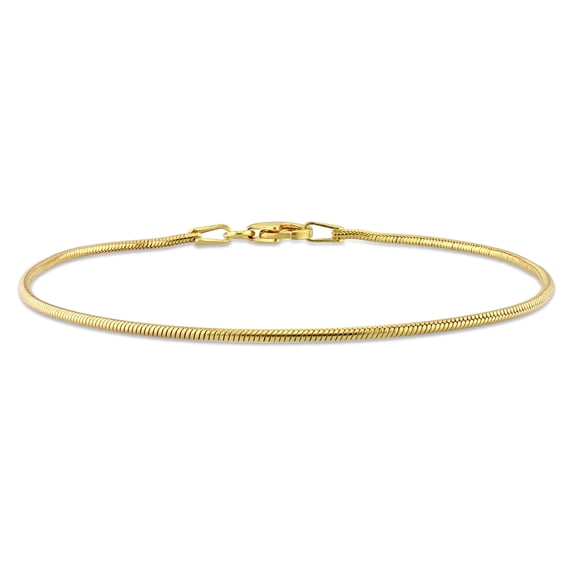 Everly Women's 1.2mm Fancy-Cut Yellow Gold Flash Plated Sterling Silver Snake Chain Bracelet