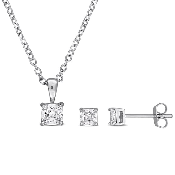 Everly Women's 1-3/4 ct TGW Cubic Zirconia Brass Solitaire Pendant and Stud Earrings Set