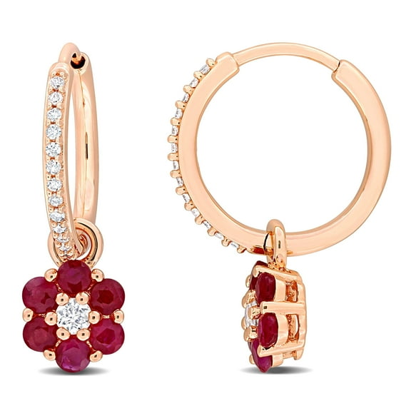 Everly Women's Ruby and Sapphire 10k Rose Gold Earrings