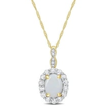 Everly Women's 1.5CT TGW Opal and Topaz 14k Yellow Gold Pendant
