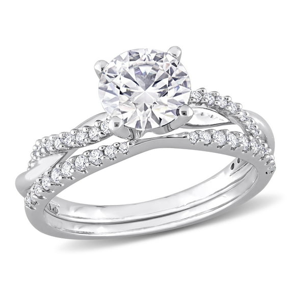 Everly Women's Created Moissanite 10k White Gold Bridal Set