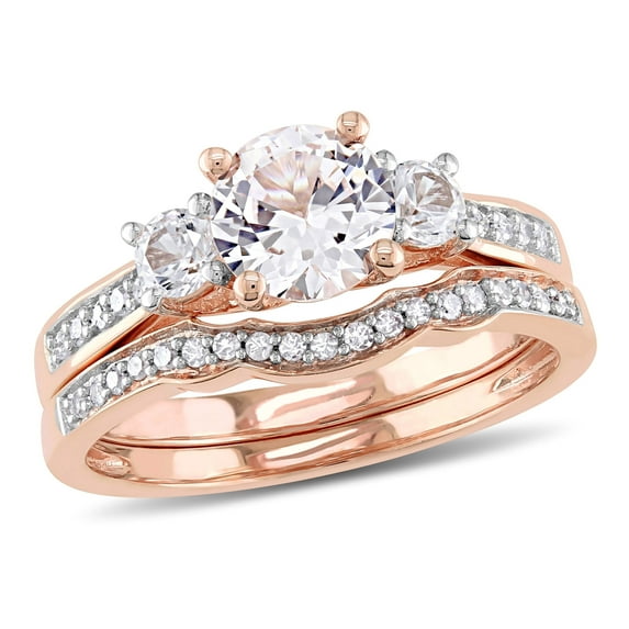 Everly Women's Created Sapphire 10k Rose Gold Bridal Set