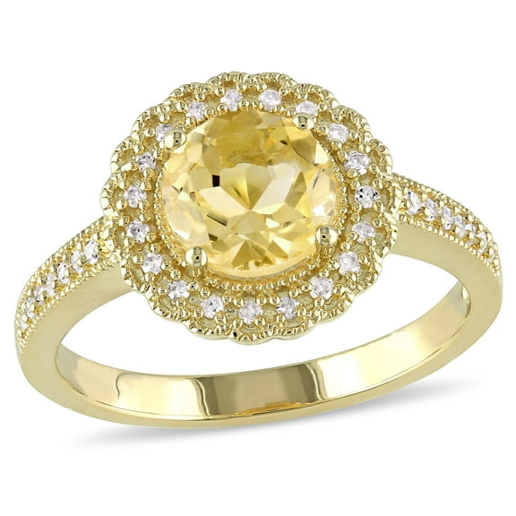 Everly Women's Citrine Yellow Gold Plated Ring