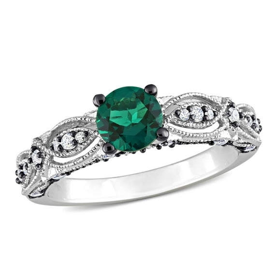 Everly Women's Created Sapphire and Created Emerald 10k White Gold Ring
