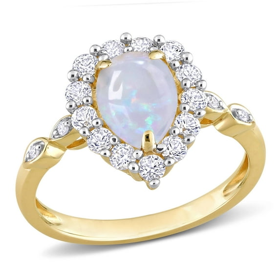Everly Women's Created Sapphire and Created Opal 10k Yellow Gold Ring