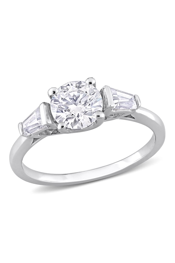 Women's Created Moissanite Sterling Silver Engagement Ring