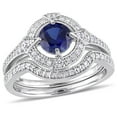 thumbnail image 1 of Everly Women's Created Sapphire Sterling Silver Bridal Set, 1 of 7