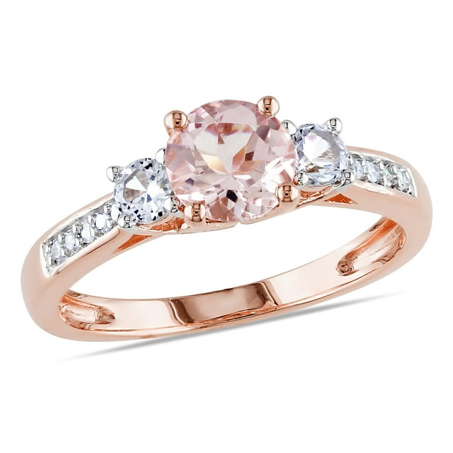 Everly Women's 1-1/7 CT Morganite & Created White Sapphire Diamond Accent 10kt RG Engagement Ring