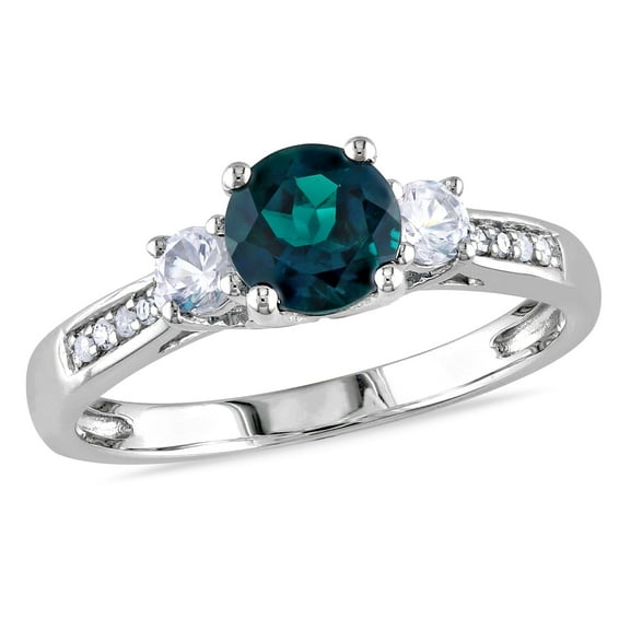 Everly Women's Created Sapphire and Created Emerald 10k White Gold Ring
