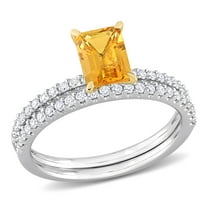 Everly Women's Citrine 14k White Gold Bridal Set
