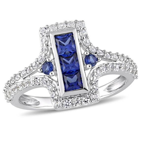 Everly Women's Created Sapphire Sterling Silver Engagement Ring