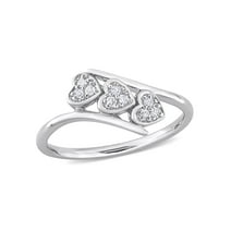 Everly Women's 1/10 Carat T.W. Diamond Sterling Silver Triple Heart Promise Ring