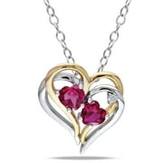 EVERLY Women's 1.1CT TGW Created Sapphire Sterling Silver Heart Necklace