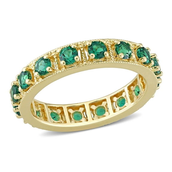 Everly Women's Created Emerald Rose Gold Plated Ring