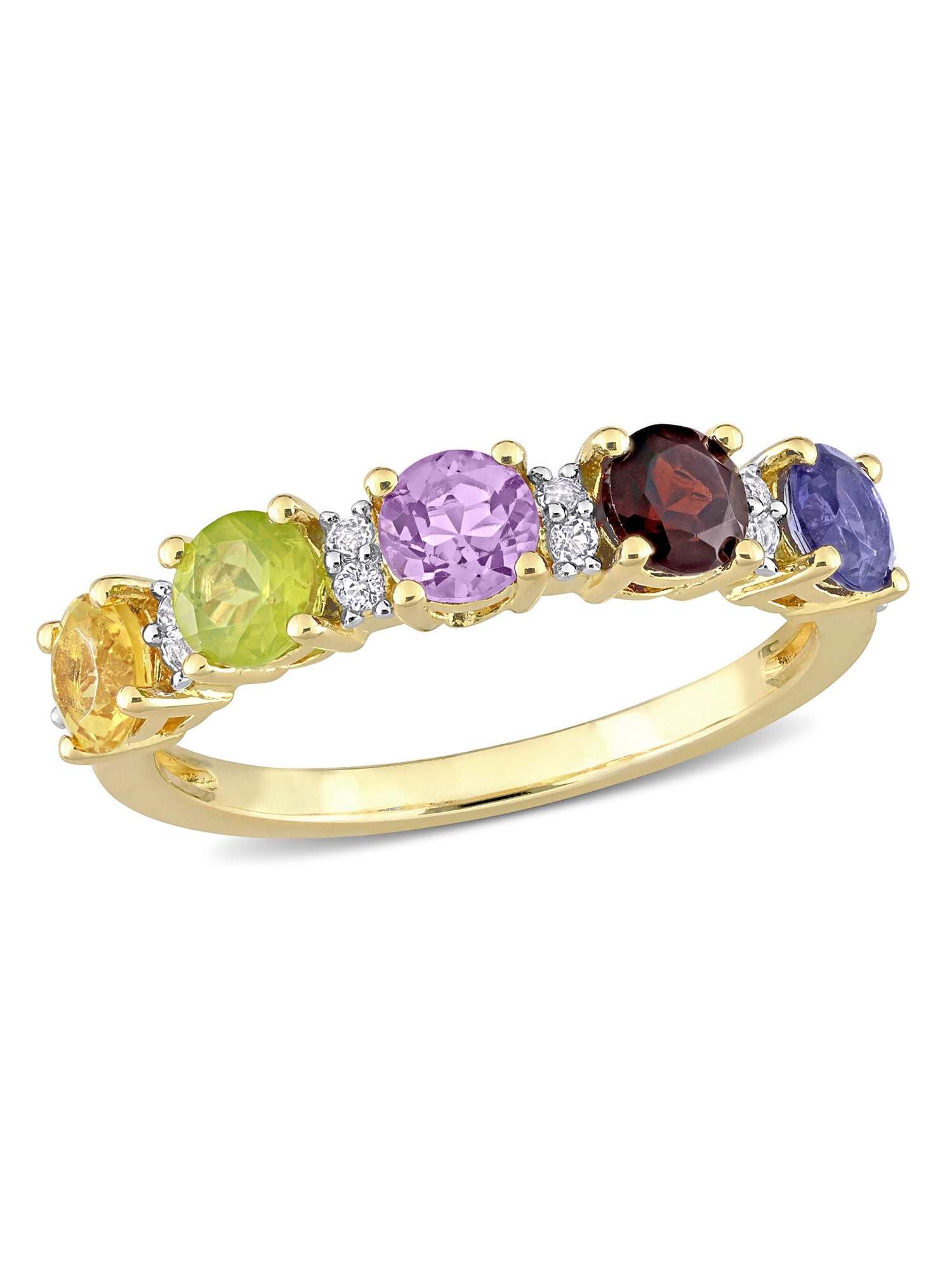 Everly Women's Topaz and Amethyst Iolite Garnet Citrine Peridot Yellow Gold Plated Ring