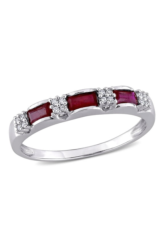 Women's Ruby 10k White Gold Ring