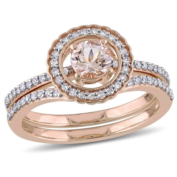 Everly Women's Morganite 10k Rose Gold Bridal Set