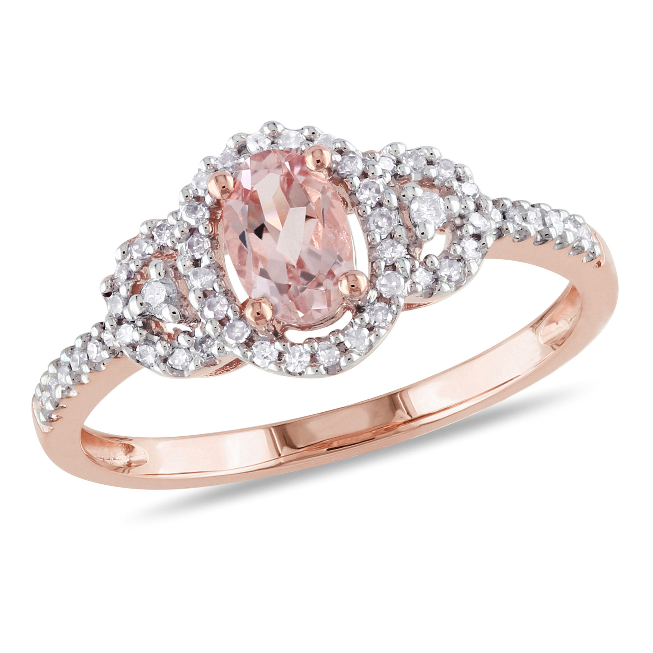 Everly Women's 1/2 Carat T.G.W. Oval-Cut Morganite and 1/6 Carat T.W ...