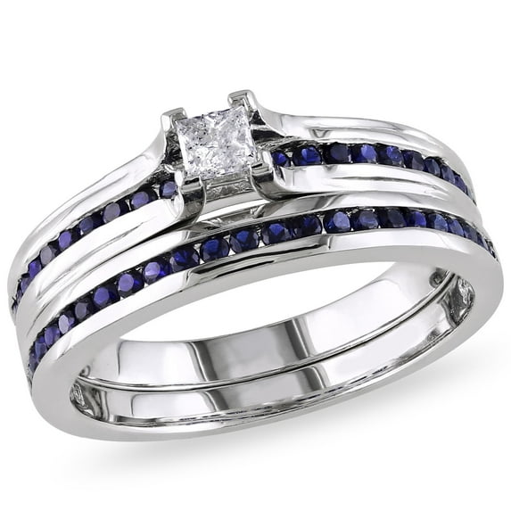 Everly Women's Created Sapphire Sterling Silver Bridal Set