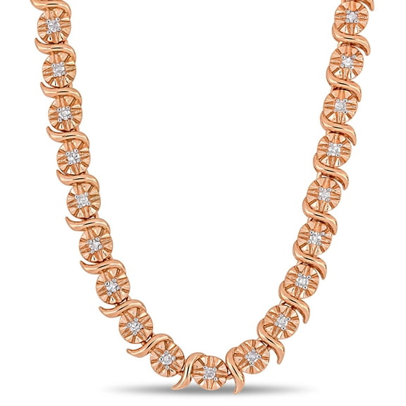 Everly Women's Diamond Rose Gold Plated Tennis Necklace