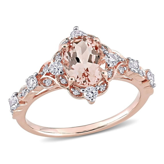 Everly Women's Morganite and Sapphire 14K Rose Gold Engagement Ring