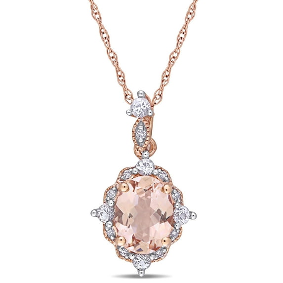 Everly Women's Created Sapphire and Created Morganite 10k Rose Gold Necklace