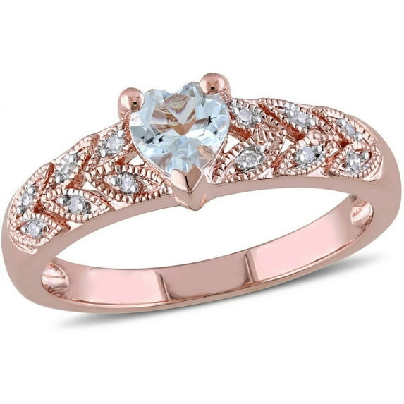 Everly Women's Aquamarine Rose Gold Plated Engagement Ring