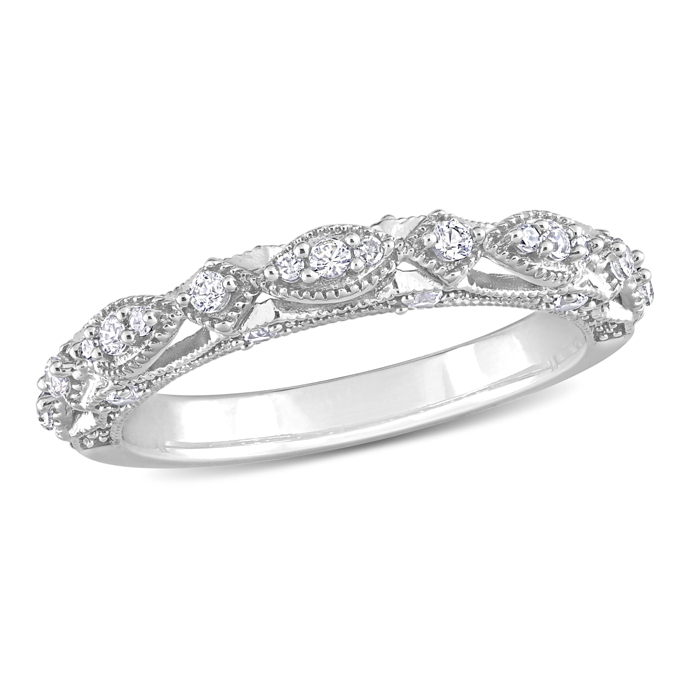 Everly Women's Created Sapphire 10k White Gold Ring