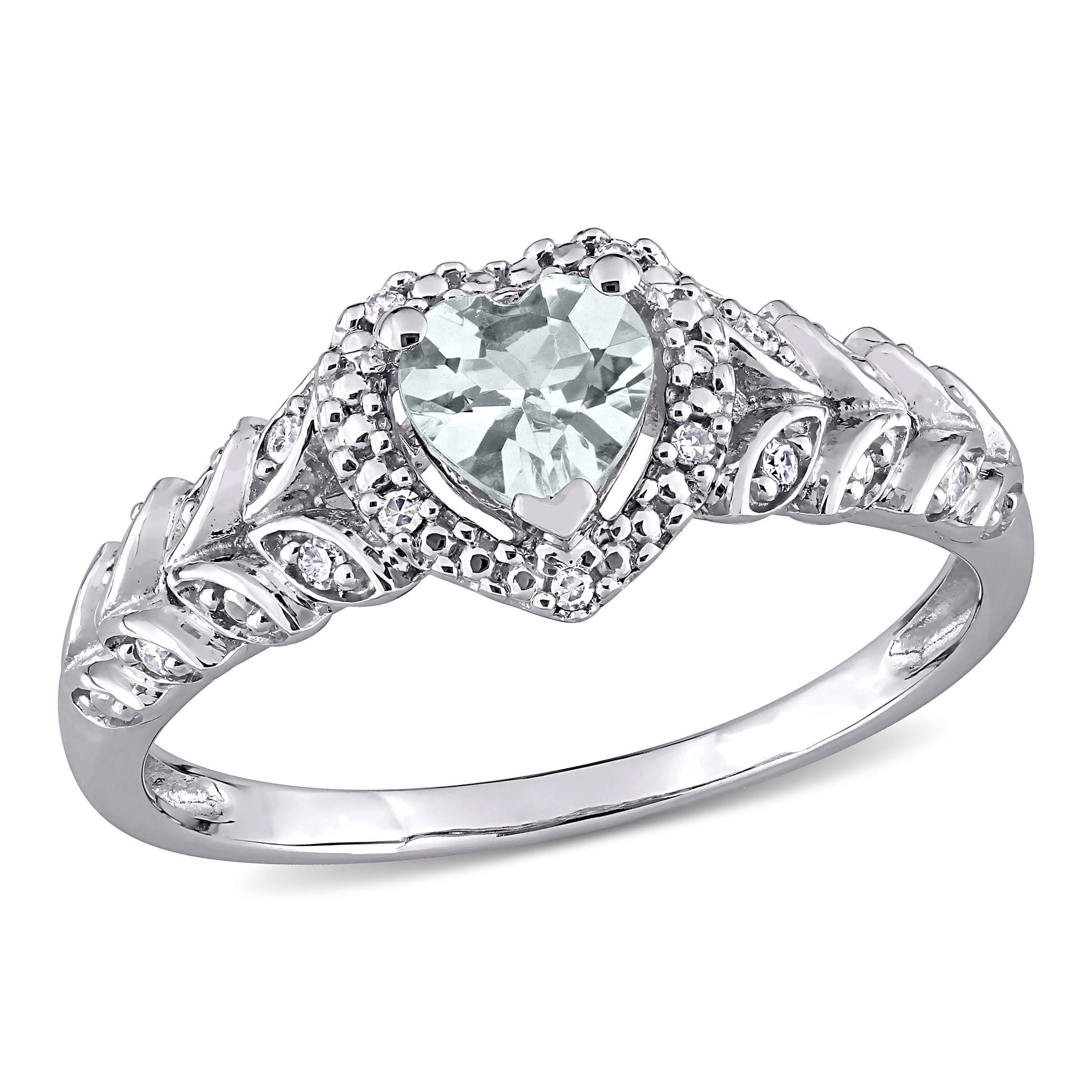 Everly Women's Aquamarine 10k White Gold Ring