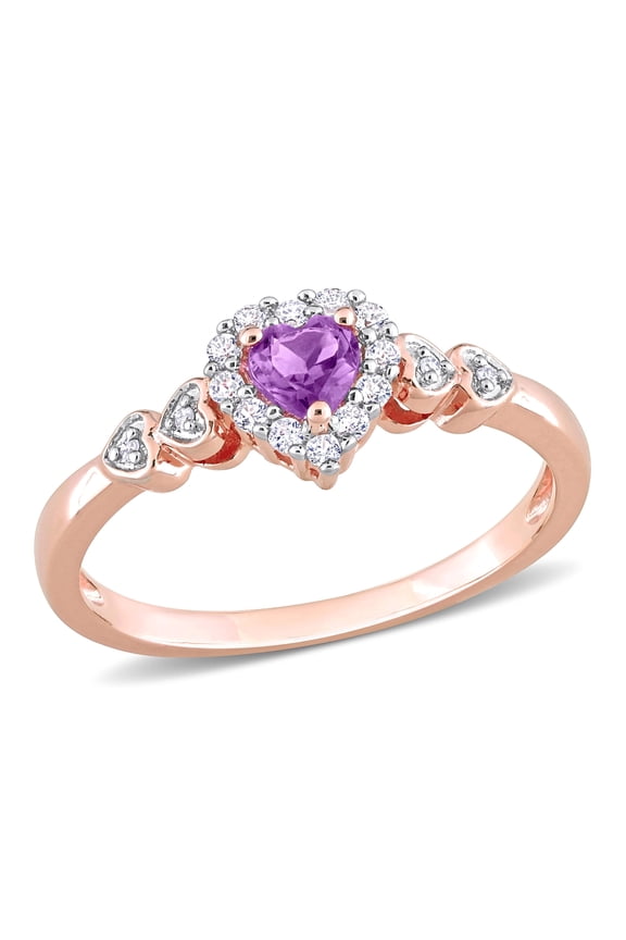 Women's Created Sapphire and Created Amethyst Rose Gold Plated Ring
