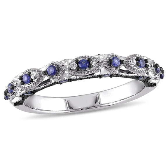 Everly Women's Created Sapphire 10k White Gold Wedding Ring