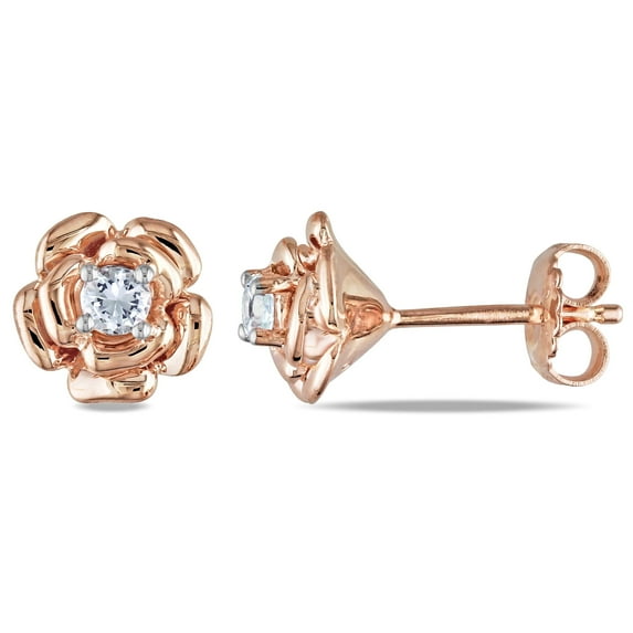 Everly Women's Created Sapphire Rose Gold Plated Earrings