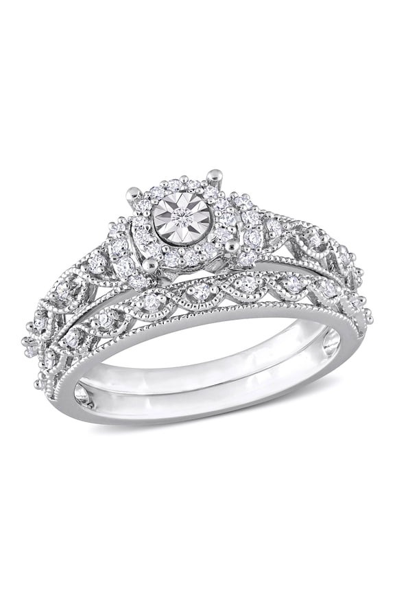 Women's Diamond Sterling Silver Bridal Set