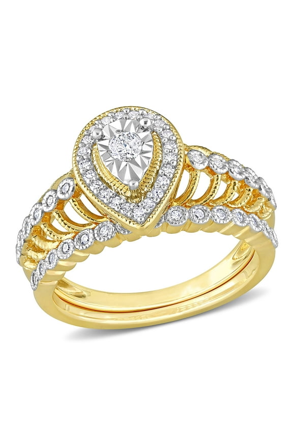 Women's Diamond Yellow Gold Plated Ring