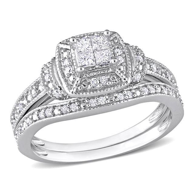 Everly Women's Diamond Sterling Silver Bridal Set - Walmart Business ...
