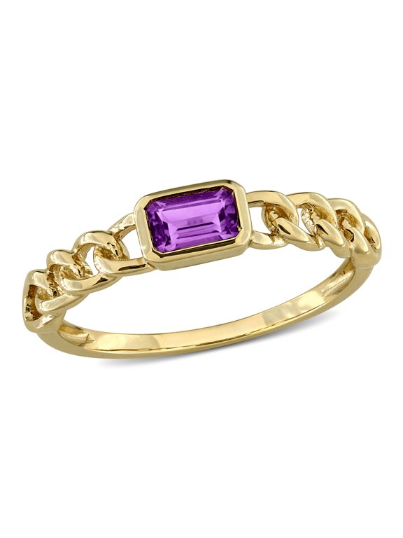 Women's 1/3ct TGW Amethyst 14k Yellow Gold Link Ring