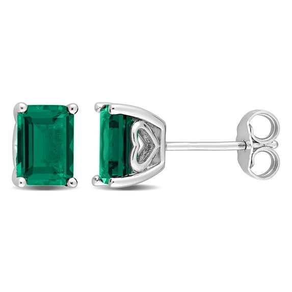 Everly Women's Created Emerald Sterling Silver Earrings