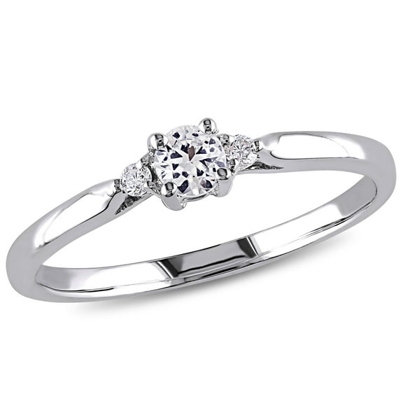 Everly Women's Created Sapphire and Diamond Sterling Silver Engagement Ring