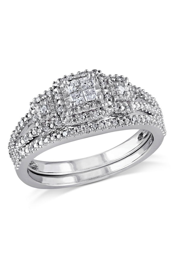 Women's Diamond Sterling Silver Bridal Set
