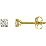 Everly Women's 1/4 Carat T.W. Round-Cut Martini Style Diamond 14kt Yellow Gold Solitaire Earrings with 4-Prong Setting and Butterfly Closures (G-H-I, I2-I3)