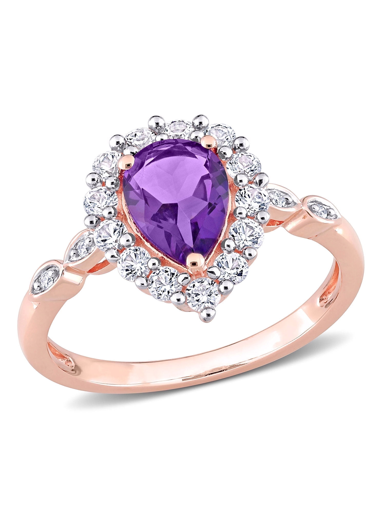 Everly Women's Created Sapphire and Created Amethyst 10k Rose Gold Ring